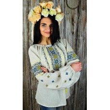 Embroidered blouse "Flowers of Glory Yellow&Blue"